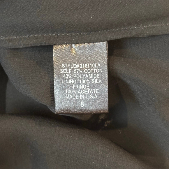 Adam Lippes Black Fringe Lace Short Sleeve Crew Neck Top, size 8 deco designer - Picture 5 of 9